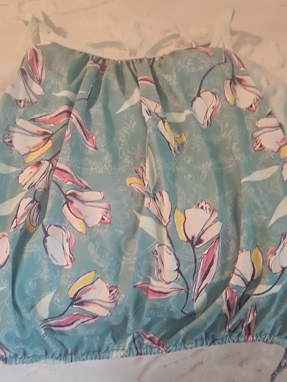 Floral Light Blue Swimsuit Top Only